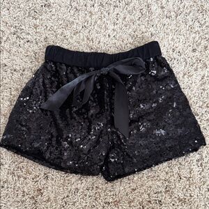 Black Sequin Girls Shorts